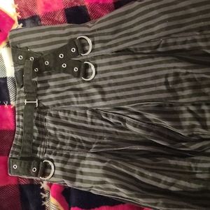 RARE Womens 2x Tripp NYC grey black striped skirt goth punk grunge